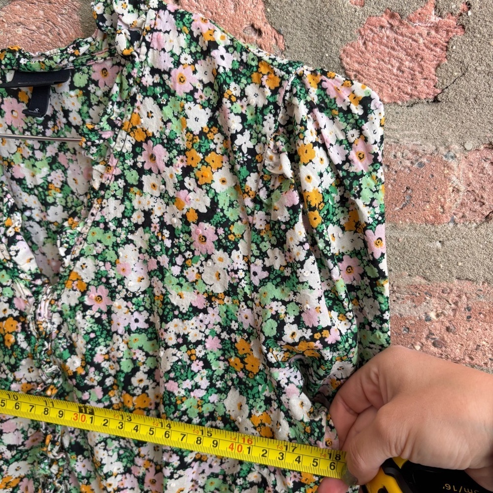 Floral Tiered Maxi Dress - Green & Pink - Picture 5 of 6